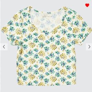 Paul & Joe and Uniqlo collab off white and flowers baby tee NWT